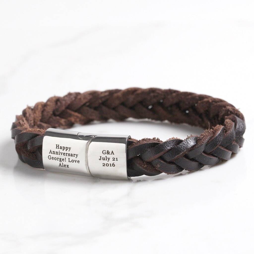 Personalised Men's Thick Woven Leather Bracelet By Lisa Angel ...