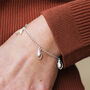 Pearl And Leaf Charm Bracelet In Silver Or 9ct Gold, thumbnail 4 of 5