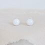 Sterling Silver White Opal Bead Stud Earrings, thumbnail 3 of 11