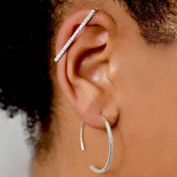 White Topaz Illusion Hoop Silver Ear Cuff Earrings, 3 of 5