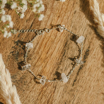 925 Sterling Silver Raw Quartz Stone Crystal Bracelet, 3 of 4