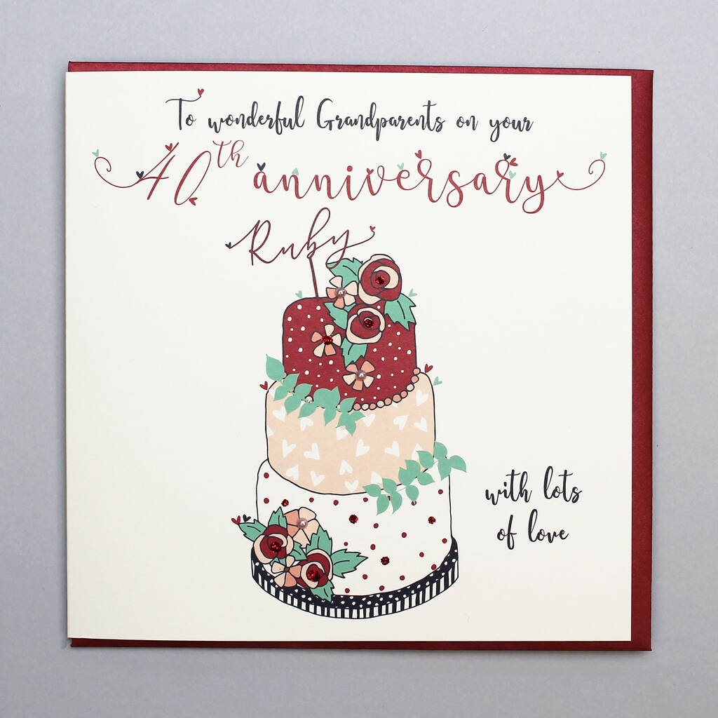 Grandparents 40th Wedding Anniversary Card By Molly Mae Notonthehighstreet