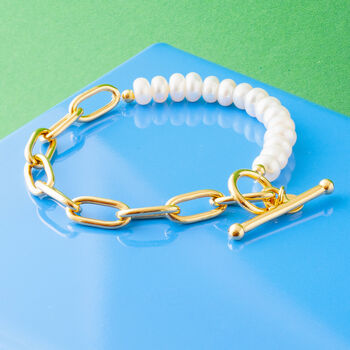 Pearl And Long Link Chain Bracelet, 2 of 3