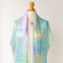 100% Mulberry Silk Scarf, Light Green And Rainbow, thumbnail 1 of 9