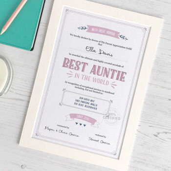 Best Auntie / Godmother Personalised Certificate, 2 of 4