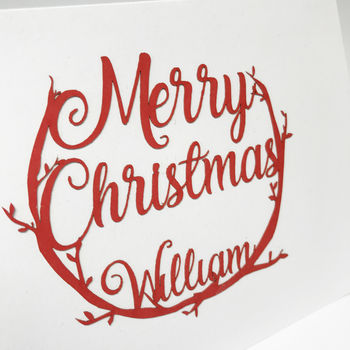 Personalised Christmas Papercut Wreath Card, 10 of 10