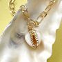 Cowry Shell Charm Pendent Gold Plated Chain Necklace, thumbnail 1 of 5