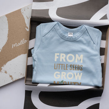 Cotton ‘From Little Seeds Grow Mighty Trees’ Baby Grow, 3 of 6