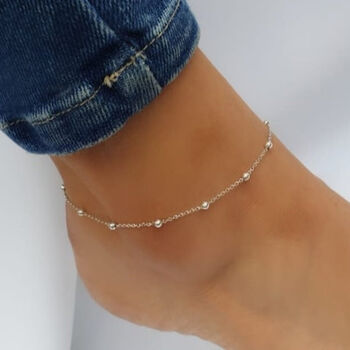 Sterling Silver Satellite Orb Ankle Chain Anklet, 4 of 7
