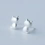 Textured Sterling Silver Cat Stud Earrings, thumbnail 1 of 4