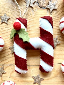 Hanging Felt Christmas Candy Cane Letter, 6 of 8