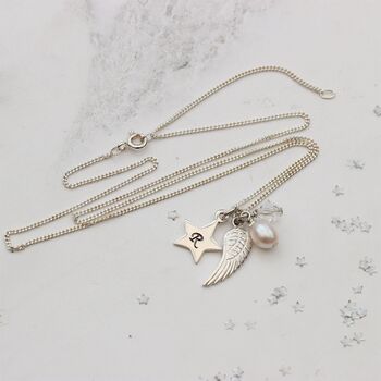 Personalised Sterling Silver Angel Wing Charm Necklace, 7 of 12