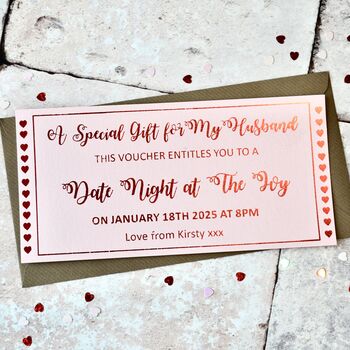 Personalised Gold Foil 'Date Night' Gift Voucher, 2 of 4