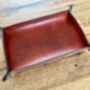 Personalised Rectangle Spanish Brown Leather Desk Tray, thumbnail 5 of 12