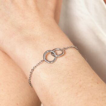 Stainless Steel Interlocking Circles Charm Bracelet, 4 of 6