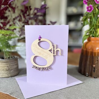 Personalised Bronze 8th Wedding Meaning Anniversary Card, 9 of 11
