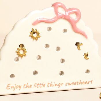 Scalloped Bow Enjoy The Little Things Ceramic Earring Holder, 2 of 2