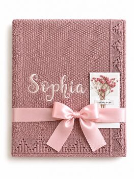 Personalised Baby Blanket Embroidered With Name Soft Customised, 8 of 12