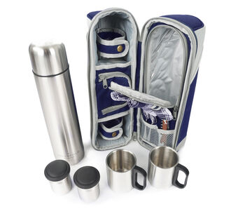 Deluxe Two Person Flask And Mug Picnic Set Navy Blue, 5 of 8