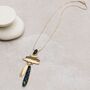 Long Gold Abstract Shapes Necklace, thumbnail 2 of 6