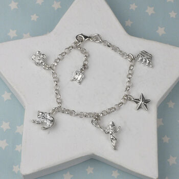 Girl's Charm Bracelet With Six Sterling Silver Charms, 6 of 7