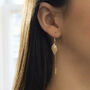 9ct Yellow Gold Diamond Cut Leaf And Chain Drop Earrings, thumbnail 2 of 3