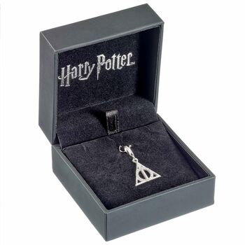 Harry Potter Sterling Silver Deathly Hallows Clip On Charm With Crystals, 3 of 3