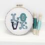 Embroidery Hoop Cross Stitch Gift Set. Love In Blue, thumbnail 4 of 7