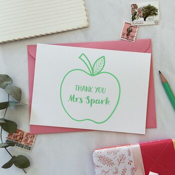 Green Apple For The Teacher Thank You Card, 9 of 11