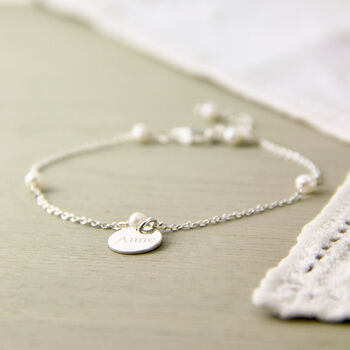 Silver Delicate Pearl Chain Bracelet, 3 of 10