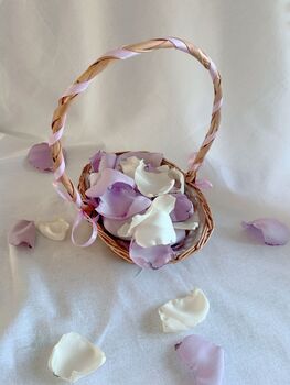 Flower Girl Basket With Matching Silk Petals 35 Colours, 3 of 6