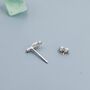 Sterling Silver Treble And Bass Clef Mismatched Stud Earrings, thumbnail 2 of 10