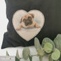 Custom Dog Gift Pug, Personalised Cushion, Pet Memorial, thumbnail 5 of 12