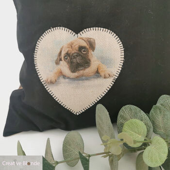 Custom Dog Gift Pug, Personalised Cushion, Pet Memorial, 5 of 12