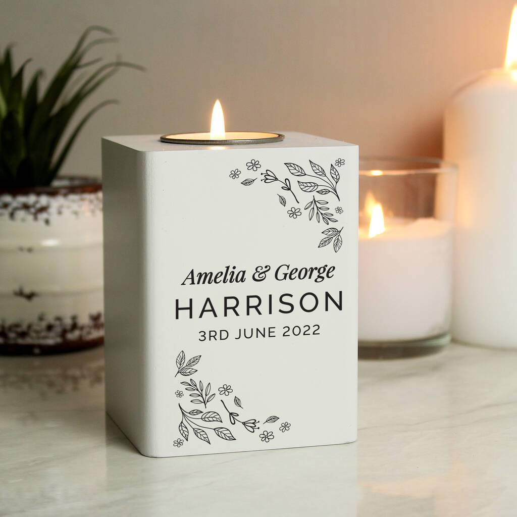Personalised Floral Wedding Tea Light Holder By Uniqueful