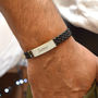 Personalised Mens Bracelet With Leather Woven Strap, thumbnail 1 of 3