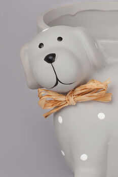 G Decor Grey Spotted Cute Dog Planter, 3 of 5