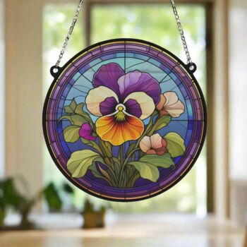 Pansy Stained Glass Effect Suncatcher, 5 of 6