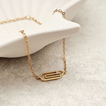 Dainty Paperclip Bracelet Gold, 3 of 8