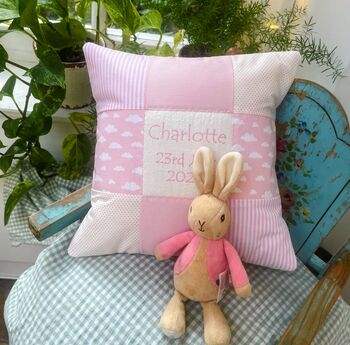 Baby Pink Nursery Name Cushion, 7 of 8