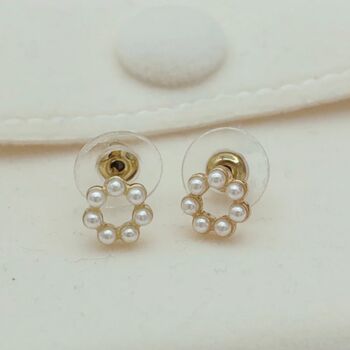 Pearl Style Circle Stud Earrings – Classic Gift For Her, Stocking Filler Or Secret Santa, 2 of 4