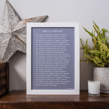 Personalised Marriage Print What Is A Marriage Poem, 5 of 10