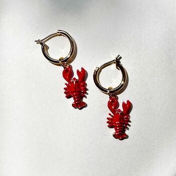 Lobster Gold Hoops, 2 of 4