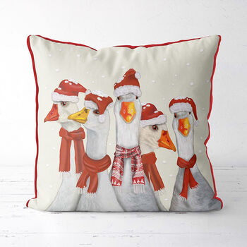 Christmas Gaggle Of Geese, Christmas Cushion, 2 of 3