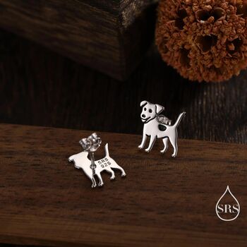 Sterling Silver Tiny Jack Russell Dog Stud Earrings, 5 of 12