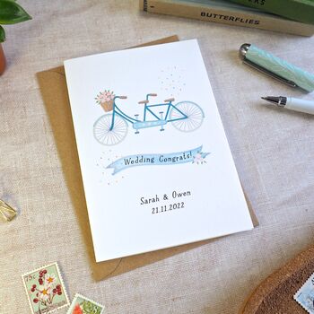 Turquoise Tandem Wedding Card, 4 of 6