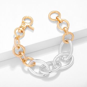 Silver And Gold Plated Chunky Two Tone Chain Bracelet, 7 of 9