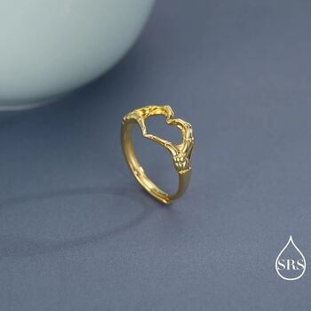 Skeleton Hands Heart Sterling Silver Ring, 7 of 12