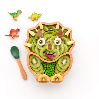 Bamboo Dinosaur Plate With Suction Green, 2 of 4