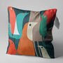 Abstract Birds Pillow Cover With Multicoloured On Green, thumbnail 4 of 7